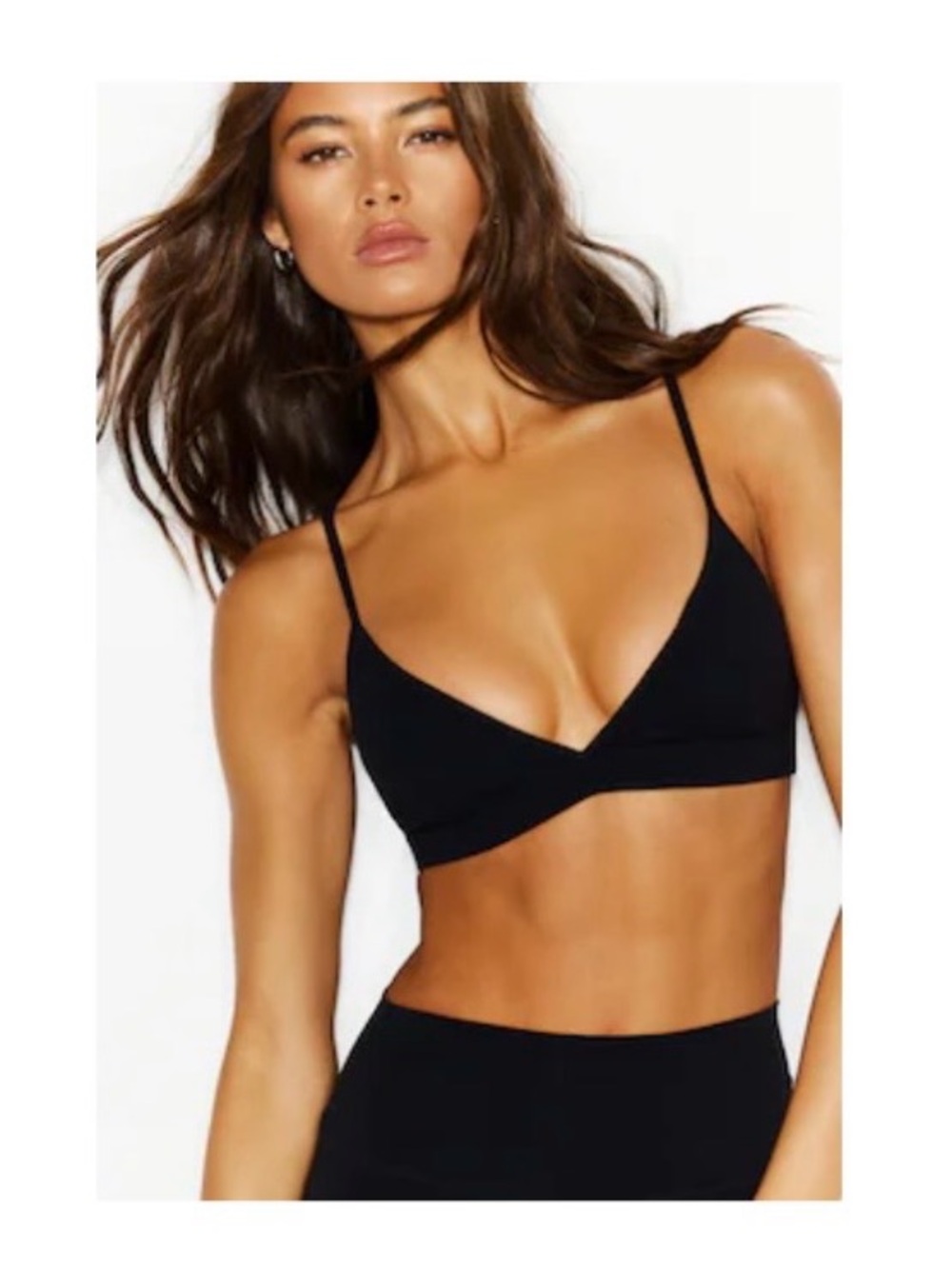 Garage Black V-Neck Bralette with Thin Straps